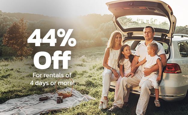 44% Off on Rentals of 4 Days or More!